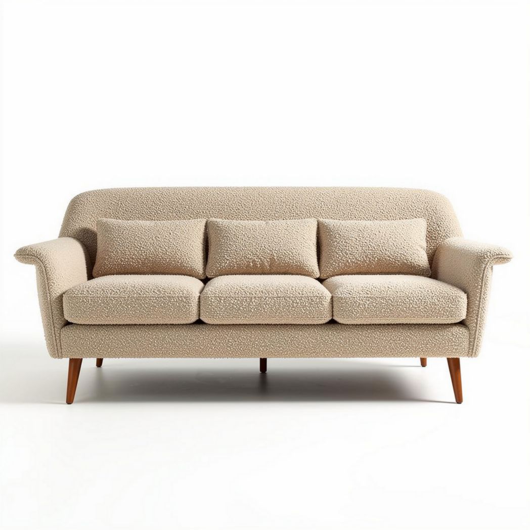 Sofa w kolorze beżowym z miękkiego materiału 200 x 85 x 80cm