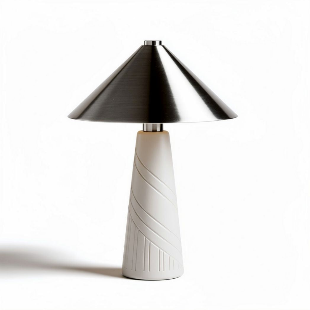 Lampa stołowa z ceramiczną podstawą i stalowym kloszem 20 x 20 x 40cm