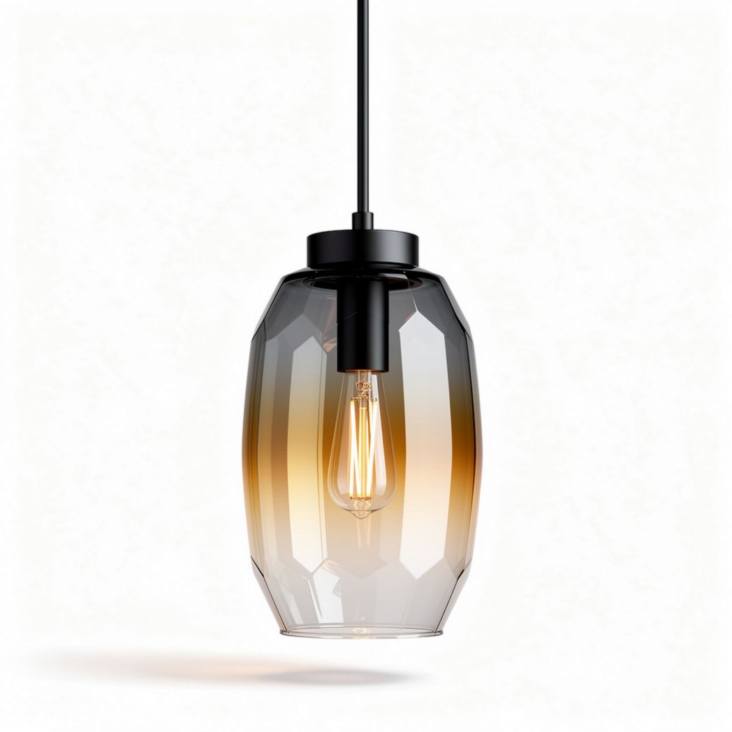Lampa wisząca szklana o kształcie sześciokątnym w kolorze czarnym i przezroczystym 20 x 20 x 40cm